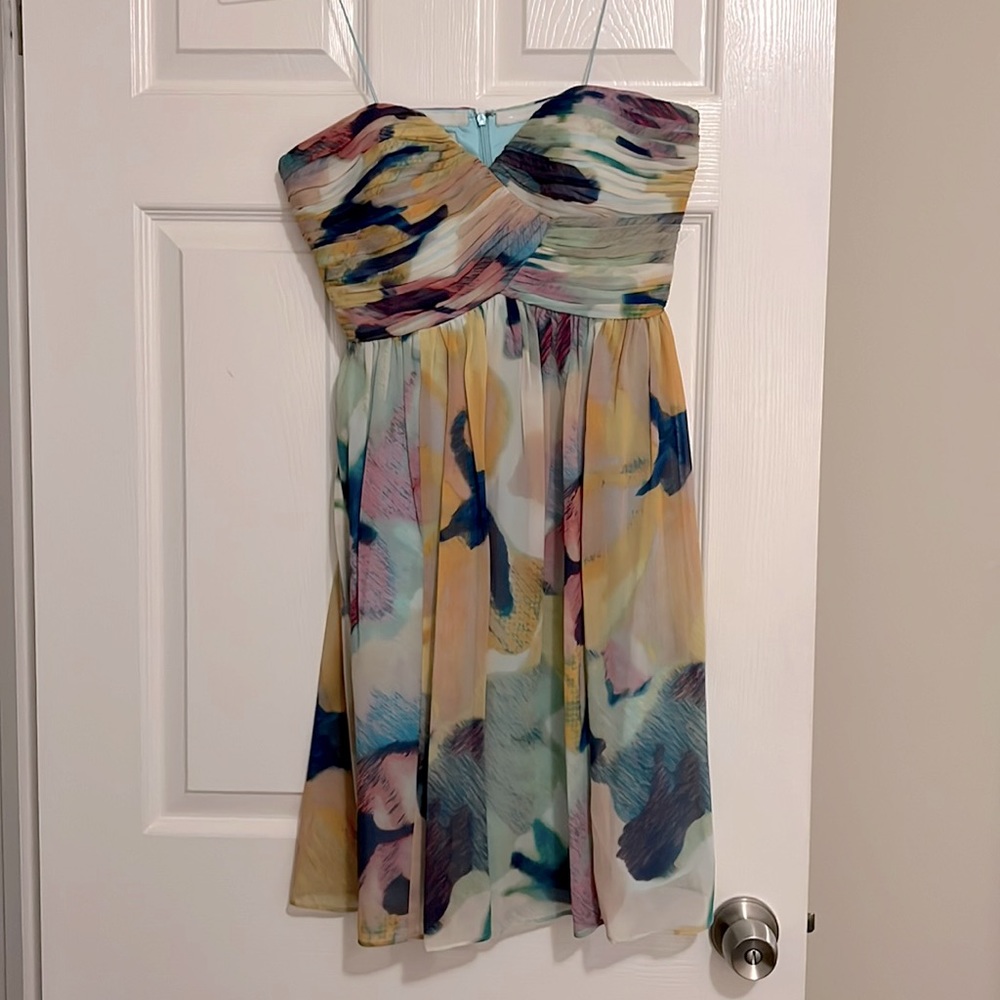 Donna Morgan strapless multicolor dress